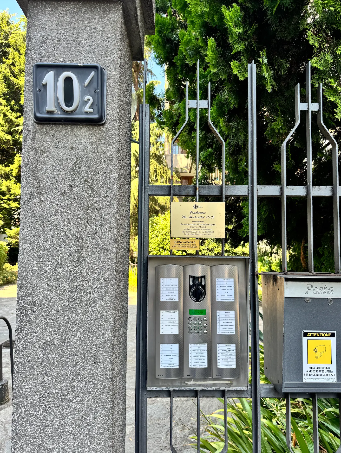 Gate at Via Montecatini 10/2 — intercom 34