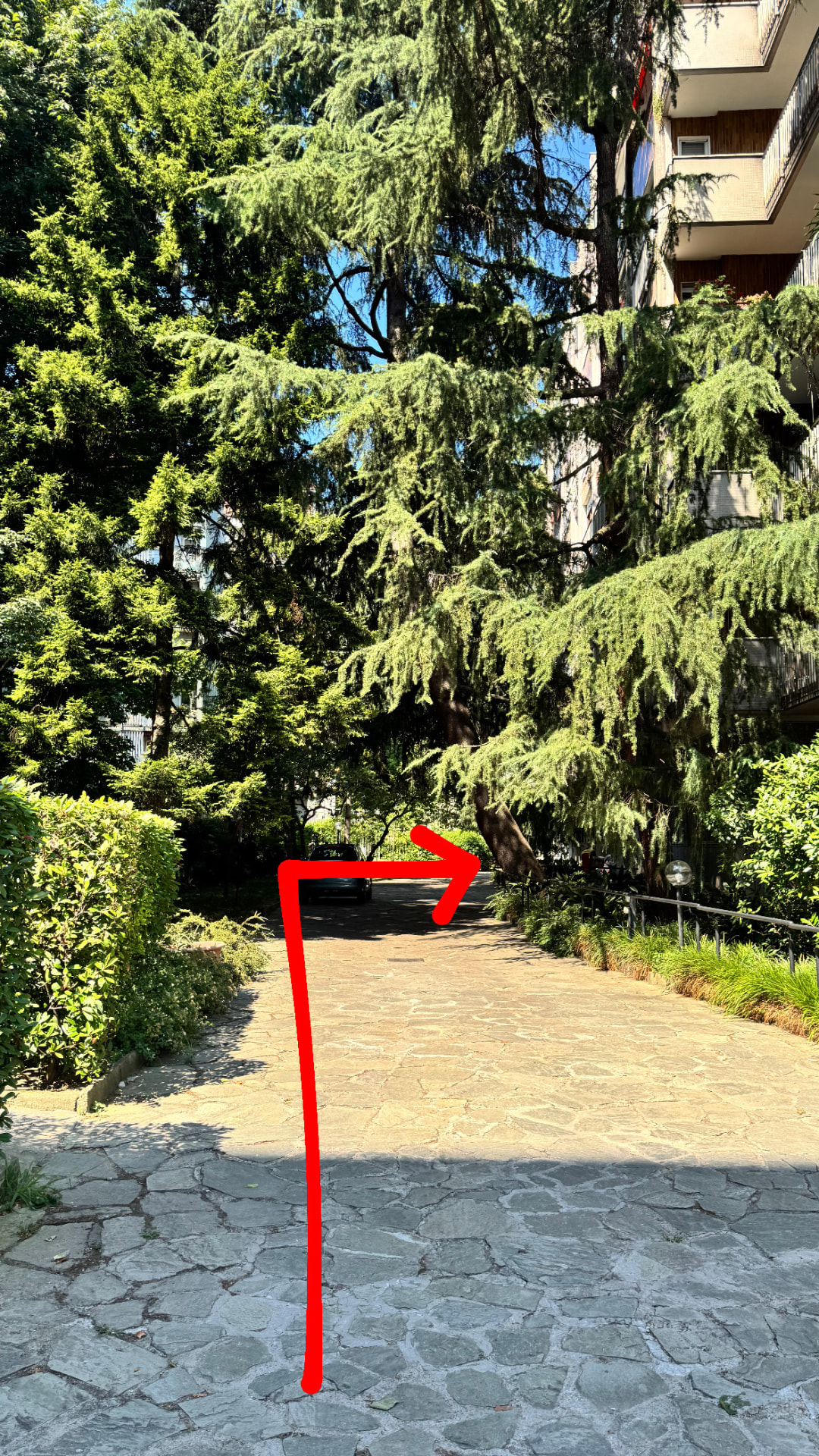 After the gate: go ahead and turn right